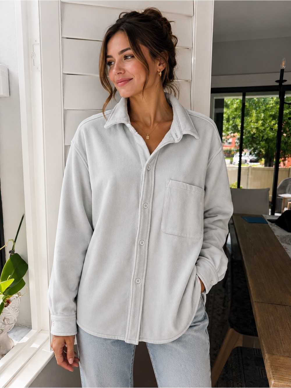 TNA Cozy Sweatfleece Jacket in Glacier Blue